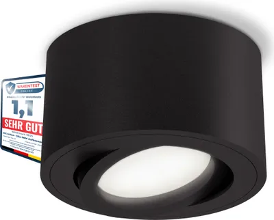 Produktbild von SSC-LUXon CELI-1BM flache LED Deckenleuchte Aufputz rund - mit tauschbarem LED Modul 4W neutralweiß 230V - Spotleuchte schwarz