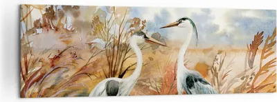 Produktbild von Bild auf Leinwand - Leinwandbild - Einteilig - Kraniche Vögel Herbst - 160x50cm - Wand Bild - Wanddeko - Wandbilder - Leinwanddruck - Bilder - Wanddekoration - Leinwand bilder - AB160x50-5077
