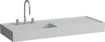 Image de LAUFEN Kartell lavabo, encastré, tablette à droite, 3 trous pour robinetterie, sans trop-plein, 1200x460mm, H8133327591581