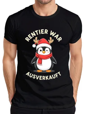 Produktbild von Rentier war t Pinguin Weihnachten lustig Geschenk Herren T-Shirt, Schwarz, S