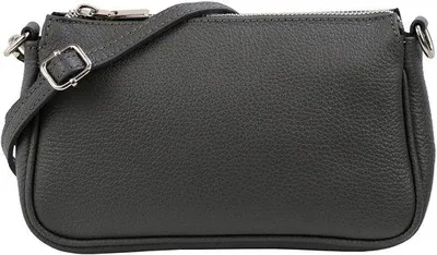 Image de Petit sac à bandoulière en cuir, 23 x 13 cm, gris foncé
