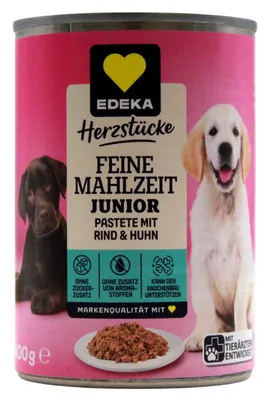 Produktbild von Herzstücke Feine Mahlzeit Hundefutter mit Rind und Huhn Junior, 12er Pack (12 x 400g Dose)