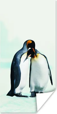 Produktbild von MuchoWow® Poster Pinguine - Schnee - Familie 60x120 cm - Wandschmuck