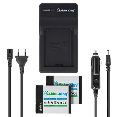 Produktbild von Ladegerät kompatibel mit GoPro HD Hero, Hero 2, Hero 960 - mit 2 Akkus und KFZ- Adapter - Li-Ion 1150mAh