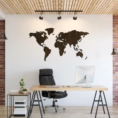 Zdjęcie produktu dla Giallobus - Mapa świata - dekoracja ścienna z drewna orzechowego MDF - 130x72 - Drewno MDF - Noce