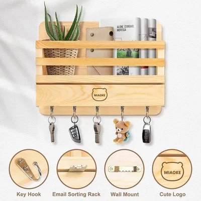 Produktbild von Famanu Schlüsselboard – Elegantes Design mit Ablage – Vintage Holz