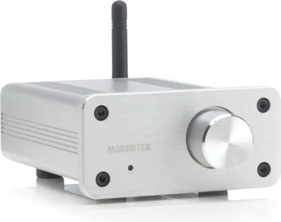 Produktbild von Mini Verstärker Bluetooth - Marmitek BoomBoom 460 - aptX - 2x 20W RMS - AUX Eingang - passive Lautsprecherverbindung - Lautstärkeregelung - Metallgehäuse - schließe Ihre alte Lautsprecher an - Silber