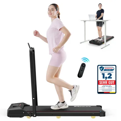 Produktbild von Walking Pad/Laufband für Zuhause klappbar–3-in-1 Laufband mit Haltegriff, leise für Schreibtisch &Home-Office, Senioren& Reha geeignet– FunLife F1 rot