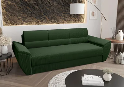 Produktbild von BEDANTE SOFA REBI BIS mit Schlaffunktion POSO 14 Dunkelgrün mit Stauraum Bettkasten Wohnzimmersofa Couch Sofa Bettsofa Bettkasten Bettcouch