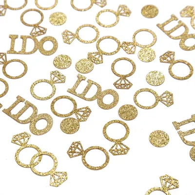 Produktbild von 2er set 100pcs Wedding Tischkonfetti Gold & Silber – I Do Streudeko mit Ringmotiv für Verlobung & Hochzeitsfeier