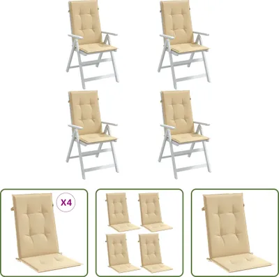 Zdjęcie produktu dla The Living Store Wysokie poduszki oparciowe 4 szt. Tkanina Melange Beige 120x50x4 cm