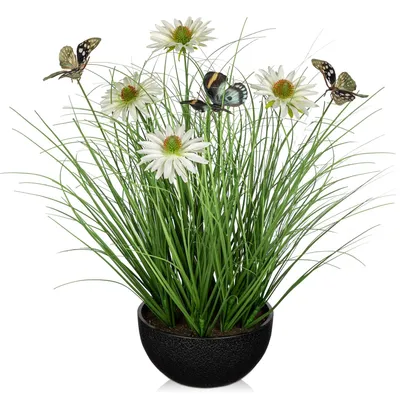 Immagine prodotto di Solidchoice - Decorazione artificiale con margherite e farfalle, ideale per la casa e l'ufficio