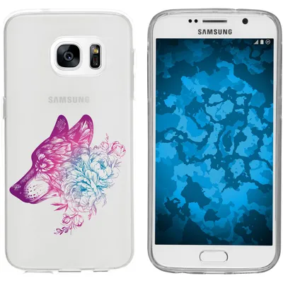 Produktbild von PhoneNatic Case kompatibel mit Samsung Galaxy S7 Silikon-Hülle Floral Wolf M3-6