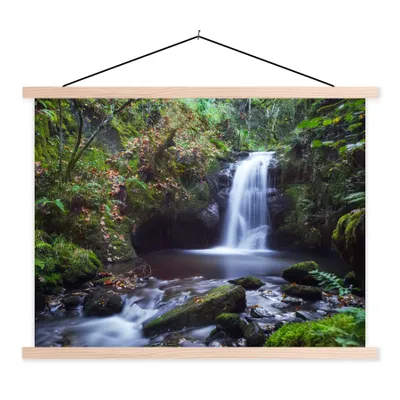 Produktbild von MuchoWow® Textilposter Wasserfall - Natur - Wasser 120x90 cm mit holzfarbenen Rahmen - Magnetisch