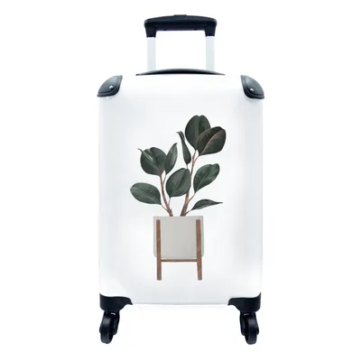 Produktbild von MuchoWow® Koffer Handgepäck Trolley Rollkoffer Kleine Reisekoffer mit 4 Rollen - Pflanzen - Blumentopf - Weiß - Cabin Size < 55x40x23 cm & 55x40x20 cm - Fotokoffer - Kabinenkoffer - Boardgepäck - Reise-Box - Reisekoffer - Reisegepäck - Koffer mit Bild - Trolley für Kinder