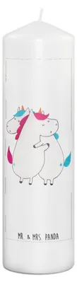 Produktbild von Mr. & Mrs. Panda Kerze Einhörner Umarmen 29 x 8 cm XL - Weiß - Geschenk, Familie, Einhorn, Erinnerungslicht, BFF, Unicorn, Wachskerze, Blockkerze, Erinnerungskerze, Liebe