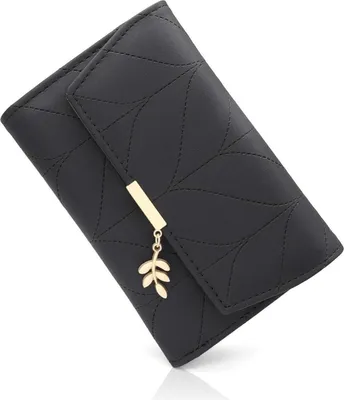 Image de Porte-monnaie femme en  noir avec de nombreux compartiments et une poche pour la monnaie