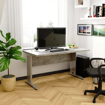 Produktbild von Schreibtisch 135x60cm mit Metallbeinen Computertisch Arbeitstisch Kabeldurchlass