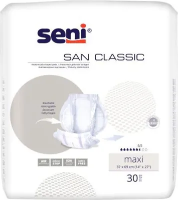 Produktbild von Inkontinenzvorlage Seni San Classic Maxi (1 Karton: 4 x 30 Stück)>>>>
