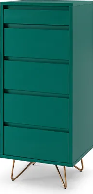 Produktbild von SalesFever Kommode hoch | 4 Schubladen und 1 Fach | inkl. Spiegel | Beine Metall mit Messinglegierung | B 45 x T 40 x H 110 cm | grün