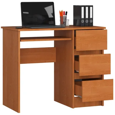 Produktbild von Schreibtisch 90cm mit 3 Schubladen und Tastaturauszug Computertisch Arbeitstisch
