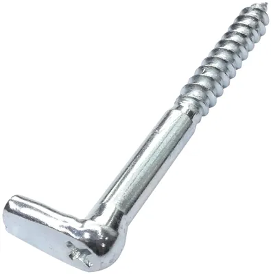 Produktbild von Schraubhaken-Set, 20 Stück - L-förmige Haken - Holzschraubengewinde - Ø 5,8 x 65 mm - Verzinkter Stahl - Schlitzkopf - Aufhängehaken