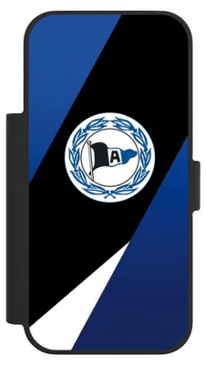 Produktbild von NIVOCASE Klapphülle für Apple iPhone 17 Pro  Handyhülle aus Kunst Leder NIVOflip schwarz Arminia Bielefeld DSC Offizielles Lizenzprodukt