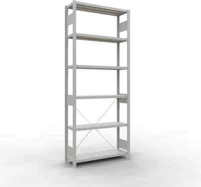 Produktbild von Schulte Fachbodenregal MULTIplus250 Stecksystem | Grundregal | HxBxT 250x100x30cm | 6 Ebenen | Fachlast 250kg | Lichtgrau
