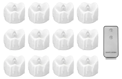 Image de 12 bougies électriques LED avec éclairage blanc chaud, imitation réaliste sans flamme pour la décoration de mariage ou d'Halloween