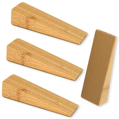 Produktbild von Türstopper aus Bambus mit Antirutschmatte, Holzkeile für alle Türarten, Türstopper aus Bambus (4 Bambus)