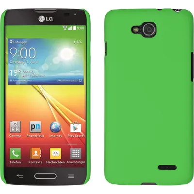 Produktbild von PhoneNatic Case kompatibel mit LG L90 - Hülle grün gummiert Hard-case + 2 Schutzfolien