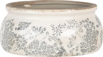 Produktbild von Clayre & Eef Blumentopf Ø 20x8 cm Grau Beige Keramik Blumen