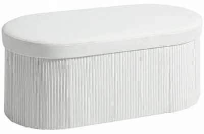 Produktbild von Aufbewahrungsbank mit Klappdeckel, Samtoptik | Farbe: Cremeweiß | Abmessungen: 76x38x35 cm