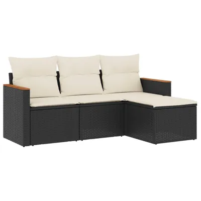 Obrázek produktu pro vidaXL 4dílná zahradní sedací souprava s polštáři Black Poly Rattan