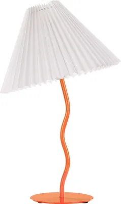 Produktbild von BELIANI Tischlampe Orange mit Metallfuß 48 cm Plisseeschirm Stoffschirm Kegelform Langes Kabel mit Schalter Modern Schlaf- u. Wohnzimmer Beleuchtung