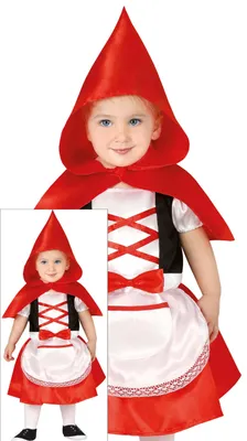 Productafbeelding van Sprookjesjurk met kap, cape, kinderkostuum, boekenweek, carnaval, droomwereld, maat: 92/98, kleur: rood