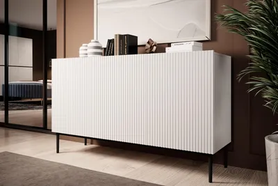 Zdjęcie produktu dla Komoda Biała Mat Szafka Pojemna Nowoczesna W Stylu Glamour 150 Cm Nicole