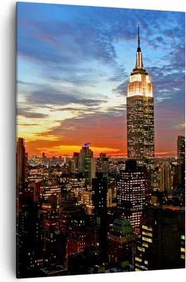 Produktbild von Bild auf Leinwand - LeinWandbild Einteilig - Amerika gebäude sonnenuntergang wolkenkratzer - 70x100cm - Wand Bild - Wandbilder - Leinwanddruck Wanddekoration - Leinwand bilder Wandbild PA70x100-2125