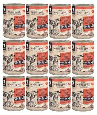 Zdjęcie produktu dla Karma mokra dla kociąt Wiejska Zagroda Królik z cielęciną puszka 12x400g