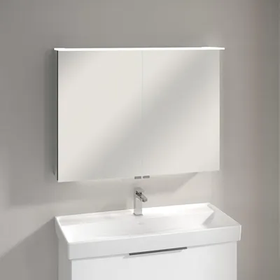 Produktbild von Villeroy & Boch Taro Spiegelschrank 100,7 cm mit 2 Türen, Lichtsegel, Waschplatzbeleuchtung und Vergrößerungsspiegel