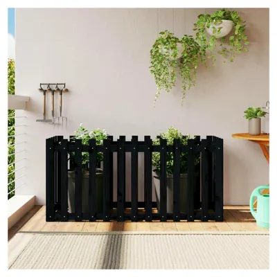 Produktbild von Hochbeet Latten-Design Schwarz 150x50x70 cm Kiefernholz