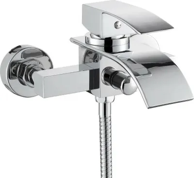 Zdjęcie produktu dla Zestaw baterii wannowych Wasserfall - bateria do wanny z prysznicem ręcznym - jednouchwytowa - stal nierdzewna 304 - montaż dwudziestowy - chrom