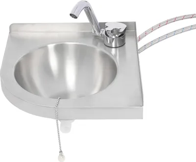 Zdjęcie produktu dla Zlew kuchenny – trójkątny, 1 komora – 30,5 x 30,5 cm – stal nierdzewna 304 – otwór na baterię 3,5 cm i odpływ 4 cm – do kampera/łodzi/baru – srebrny