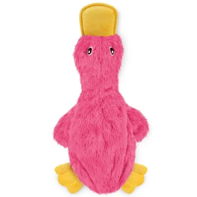 Produktbild von Hundespielzeug Plüsch Ente 25x37cm Interaktiv Quietschend Kauspielzeug mit Knisterpapier für kleine mittlere große Hunde Plüschspielzeug Rosa
