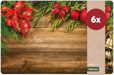 Immagine prodotto di Set di 6 tovagliette lavabili con decorazioni natalizie e legno
