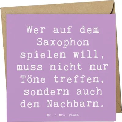 Produktbild von Mr. & Mrs. Panda Grußkarte Spruch Saxophon Spieler - Lavendeltraum - Geschenk, Lernen, Musikinstrumente, Blasinstrument, Musik, Musiker, Einsteiger, doppelkarte, Blues