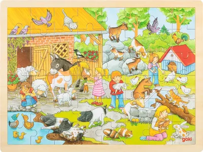 Produktbild von GOKI Holzpuzzle Kinderzoo 48 Teile