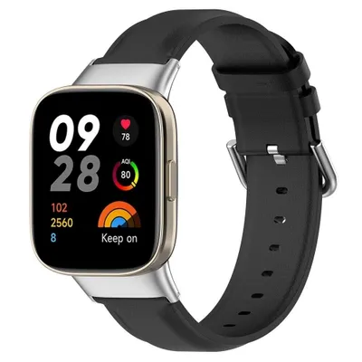 Produktbild von Strap-it Redmi Watch 3 Lederarmband (Schwarz)
