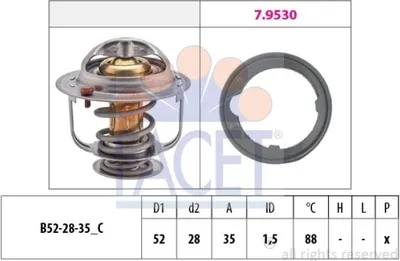 Produktbild von FACET Thermostat Kühlmittel 88°C für HONDA CIVIC VIII Hatchback (FN, FK) Jazz II Schrägheck (GD, GE3, GE2) Jazz III Schrägheck (GE, GG, GP, ZA)