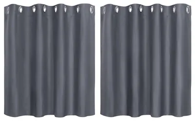 Küchenvorhang 2er Set, Polyester, blickdicht, grau, 90x132 cm
